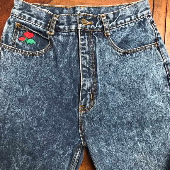 Vestiti Amancio Sportivi High Waisted Acid Wash Jeans with ankle Zip - Picture 4 of 12